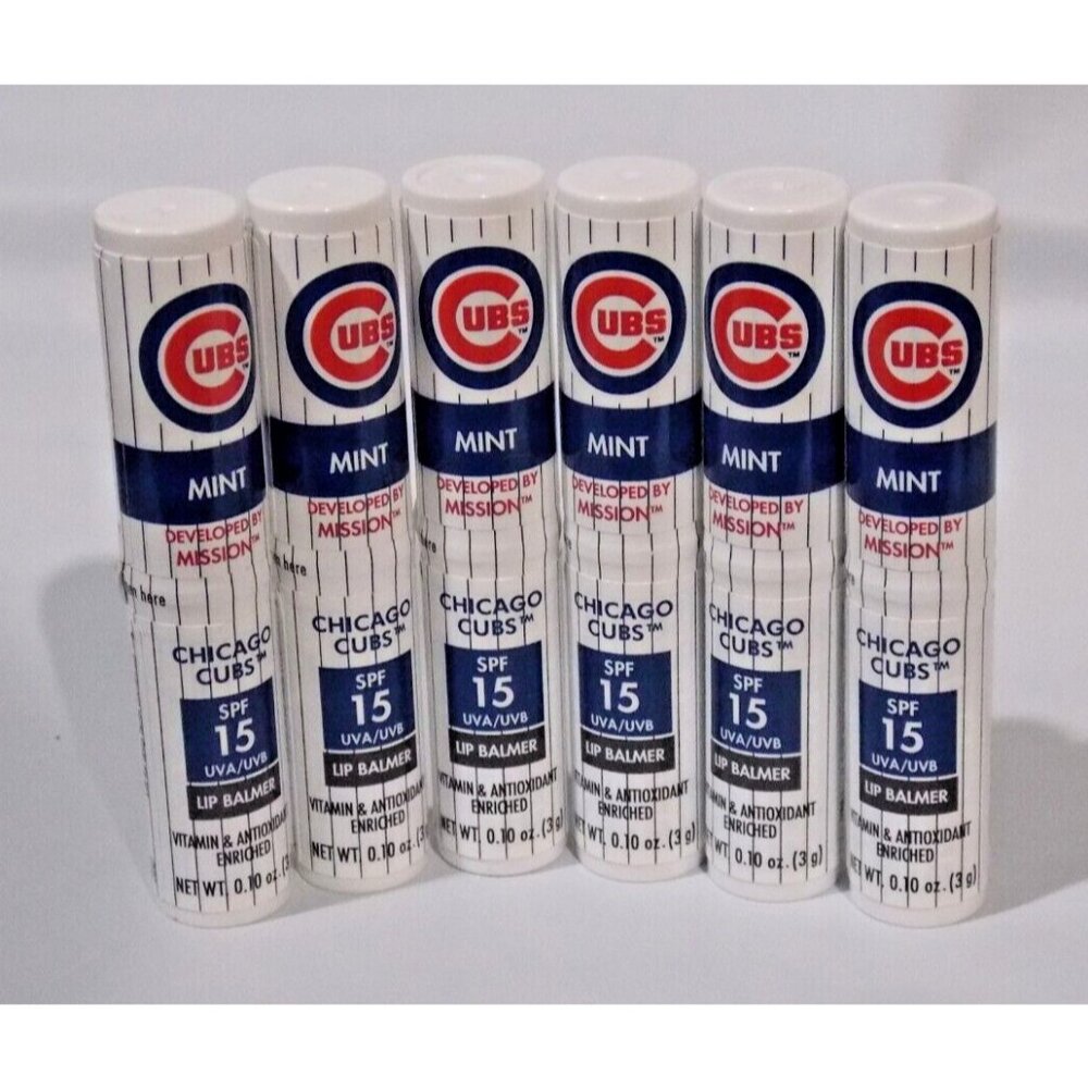 Set of 6 Sealed MLB Chicago Cubs SPF 15 Lip Balm Mission Skincare